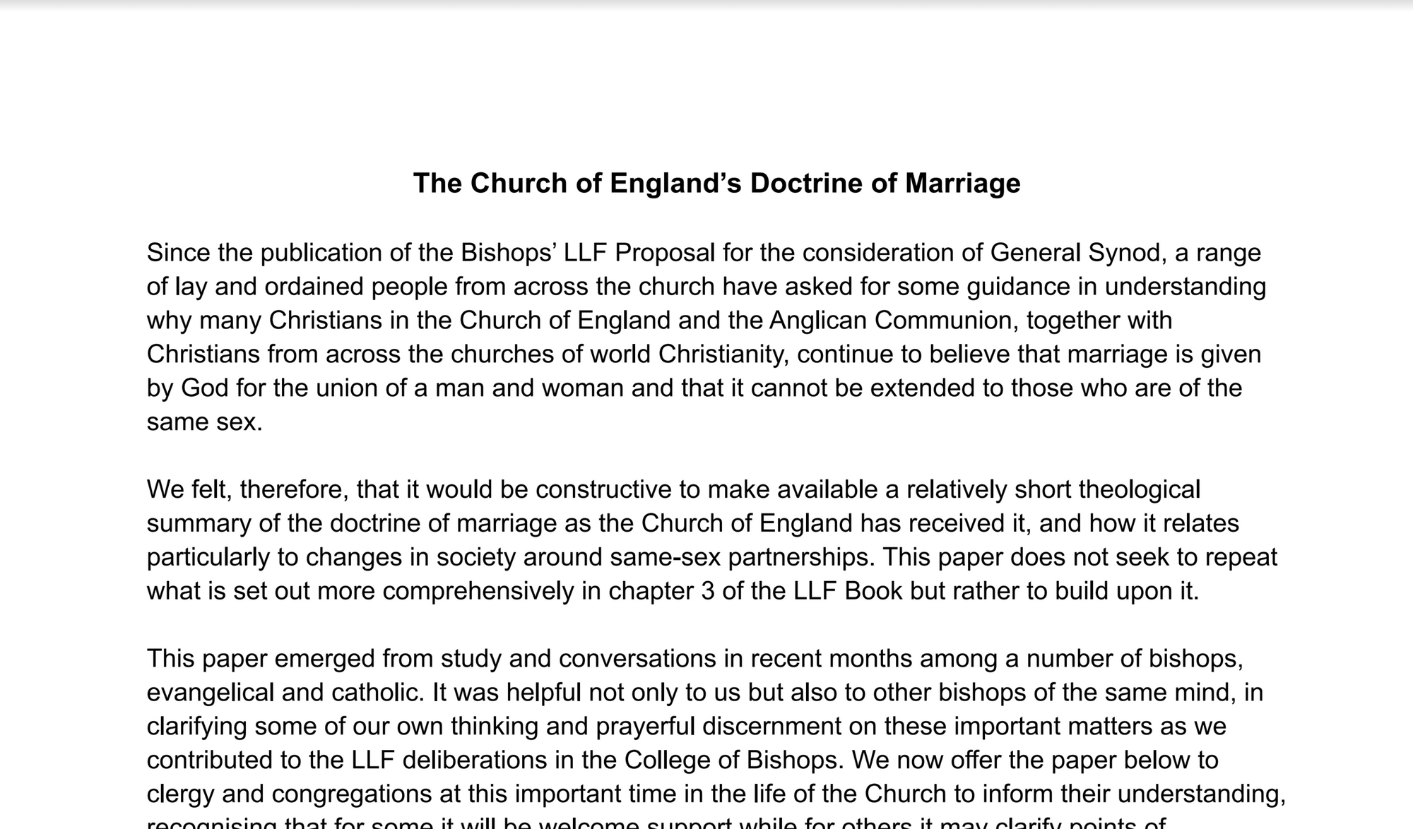 Bishops' Statement on the Doctrine of Marriage